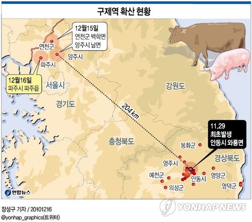 <그래픽> 구제역 확산 현황