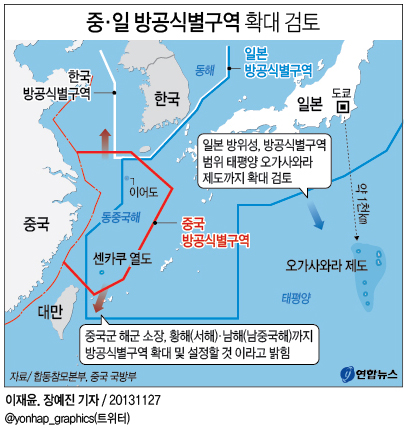 <그래픽> 중·일 방공식별구역 확대 검토