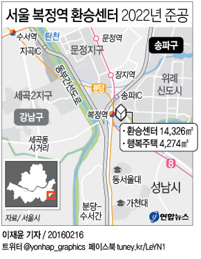 <그래픽> 서울 복정역 환승센터 2022년 준공