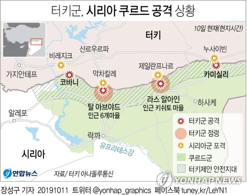 터키, 쿠르드 공격 이틀째 10개 마을 점령…양측 수십명 사망 - 3