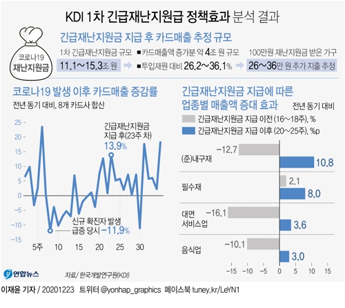 [그래픽] KDI 1차 긴급재난지원급 정책효과 분석 결과