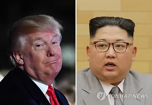 This compilation image shows an AFP file photo of U.S. President Donald Trump (L) and North Korean leader Kim Jong-un. (Yonhap)