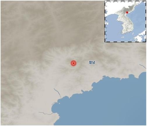 This image provided by the Korea Meteorological Administration shows the epicenter of an earthquake that occurred in eastern North Korea on Sept. 24, 2018. (Yonhap)