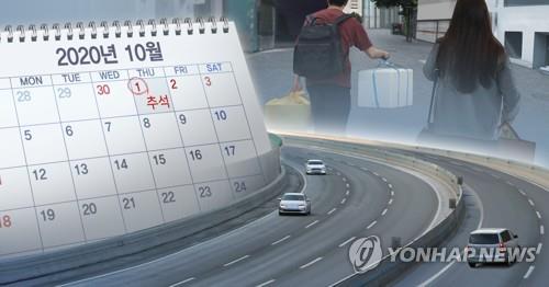 This composite photo shows an uncrowded expressway, the Chuseok holiday marked in a calendar and hometown visitors. (Yonhap)