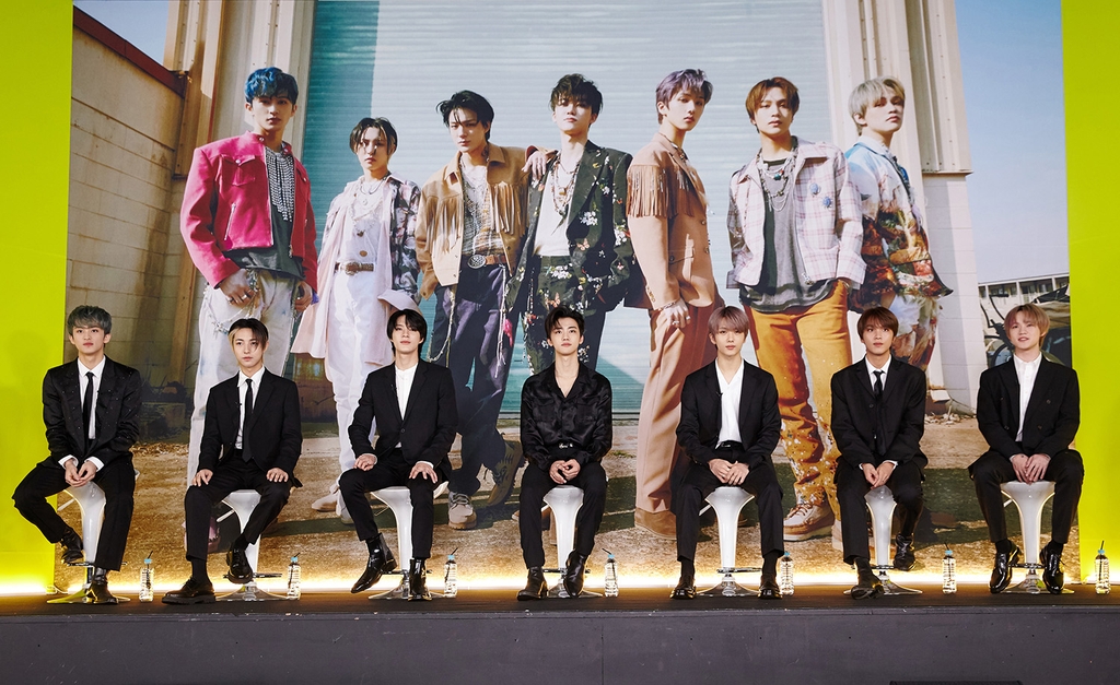 This photo, provided by SM Entertainment, shows K-pop boy band NCT Dream posing during a news conference on May 10, 2021. (PHOTO NOT FOR SALE) (Yonhap)
