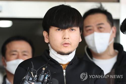 In this April 9, 2021, file photo, Kim Tae-hyun, 25, speaks to the media at a police station in Seoul. (Yonhap)