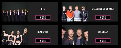 Capture d'image de la catégorie The Group of 2022 de People's Choice Awards sur le site Web officiel. (Revente et archivage interdits)