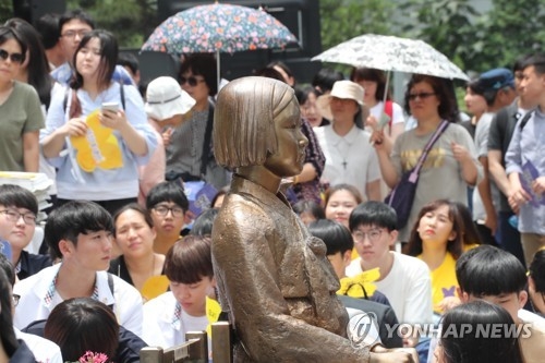 ソウルの日本大使館前に設置されている慰安婦被害者を象徴する少女像（資料写真）＝（聯合ニュース）