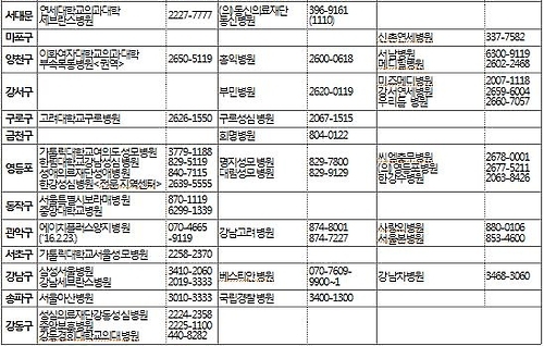 추석 연휴 24시간 응급실 운영 의료기관-2