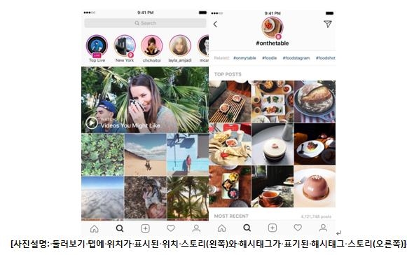 인스타그램, 위치·해시태그 반영 스토리 추천 기능 도입