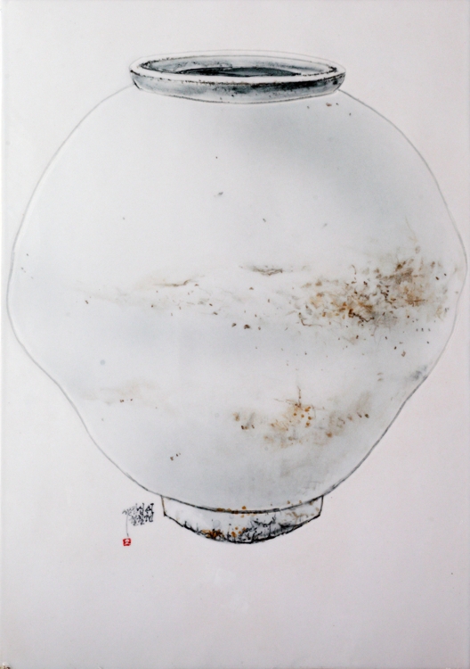 오만철, 반추(反芻)-달항아리, 40x57cm