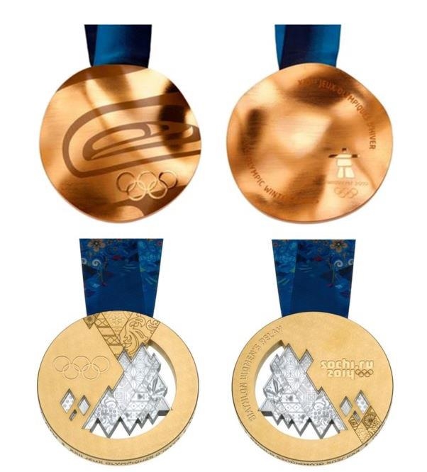 2010년 밴쿠버 동계올림픽(위)과 2014년 소치 동계올림픽 메달