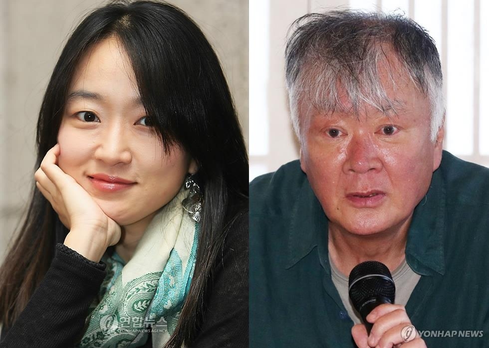 싸이런픽쳐스 김지연 대표(왼쪽), 김훈 작가