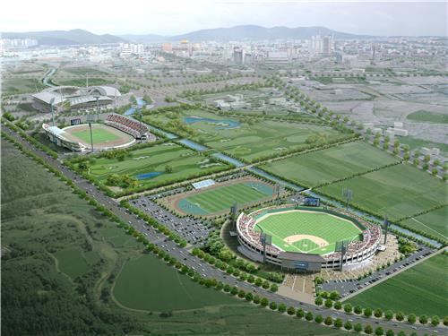 전주월드컵경기장 인근에 조성 예정인 야구장과 육상경기장