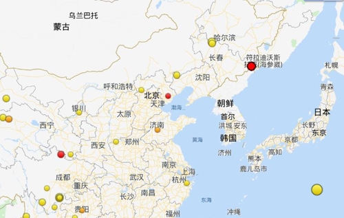 중국 지린성 훈춘서 규모 1.3 지진