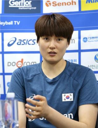 한국 여자배구 대표팀의 라이트 김희진