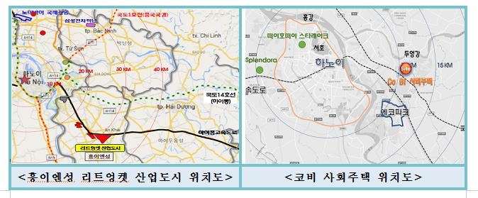 흥이엔성 리트엉켓 산업도시, 코비 사회주택 위치도