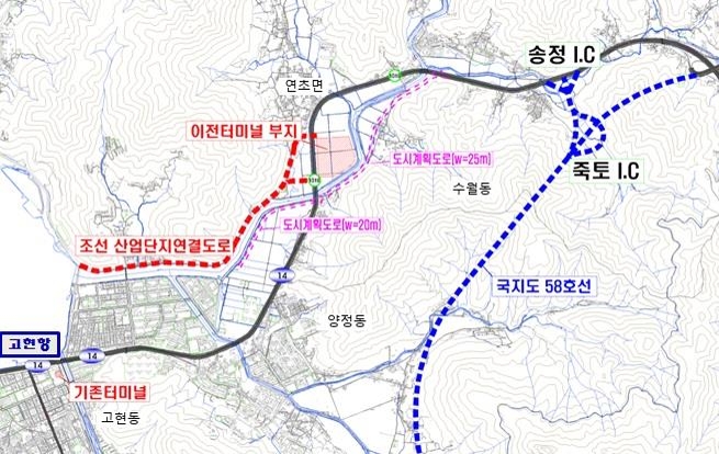 거제시 여객터미널 현행·이전지 위치도