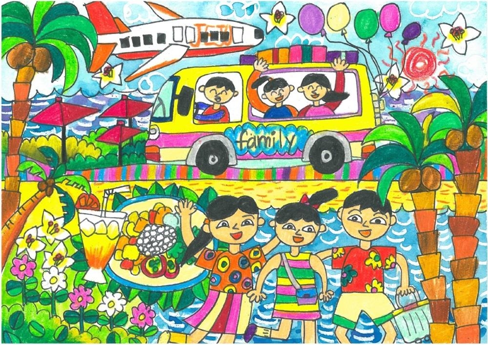 제주항공 그림 그리기 대회 수상작 '코로나가 사라져서 떠나고 싶어요'