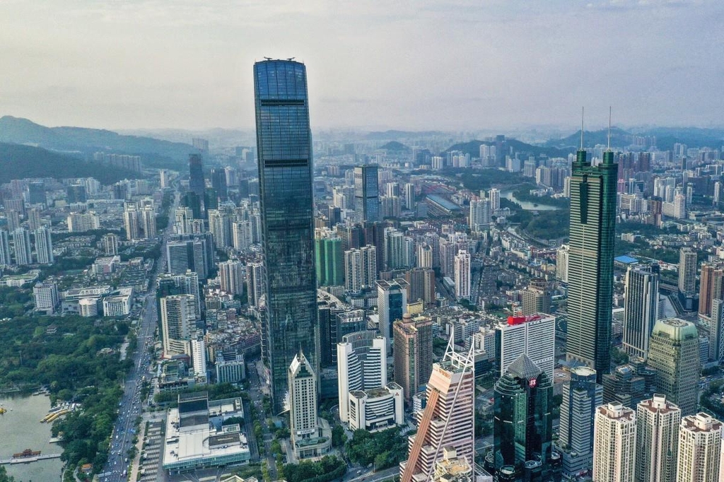 중국 선전시의 고층빌딩들