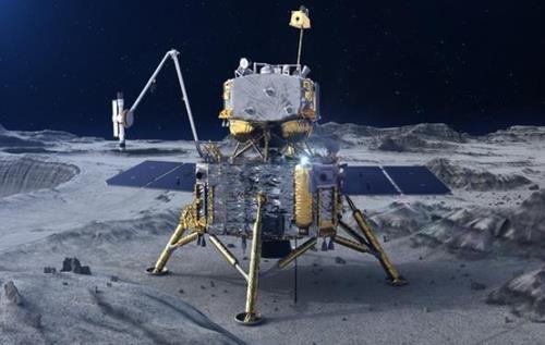 창어 5호 탐지기의 달 표면 작업 장면 설명도.