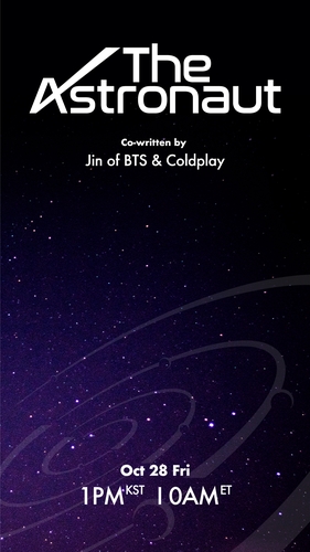 La imagen, proporcionada por Big Hit Music, muestra un póster promocional de "The Astronaut", el nuevo sencillo en solitario de Jin, miembro de la sensación del K-pop BTS. (Prohibida su reventa y archivo)