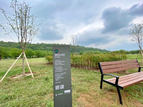 La foto, sin fechar, proporcionada por Melon, un servicio local de reproducciones de música en continuo, muestra el bosque de BTS en el parque ribereño de Nanji del río Hangang, en el oeste de Seúl. (Prohibida su reventa y archivo)
