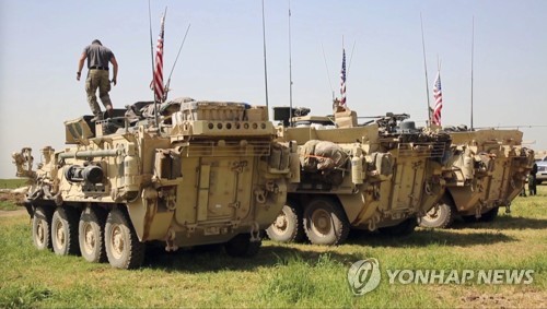 시리아 북부에 배치된 미군 장갑차량