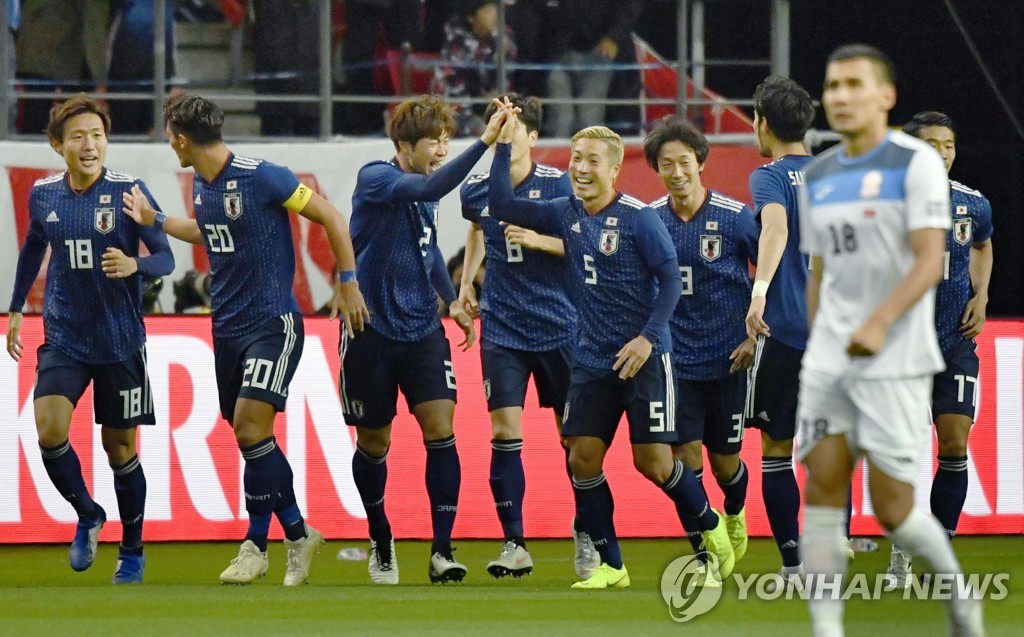 키르기스스탄과 평가전에서 4-0 완승을 거둔 일본 축구대표팀