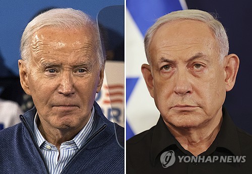조 바이든 미국 대통령(왼쪽)과 베냐민 네타냐후 이스라엘 총리(오른쪽)