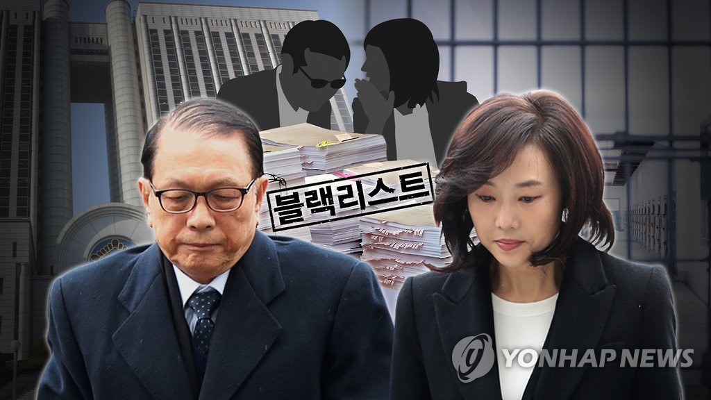 블랙리스트 주도 혐의로 구속된 김기춘(왼쪽)·조윤선
