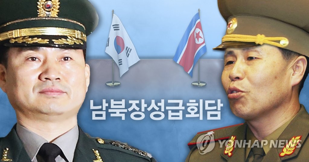 남북장성급회담, 남측 김도균(좌)ㆍ북측 안익산(PG)