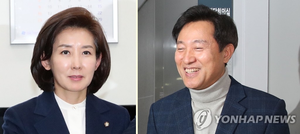 나경원 전 국회의원(왼쪽)-오세훈 전 서울시장