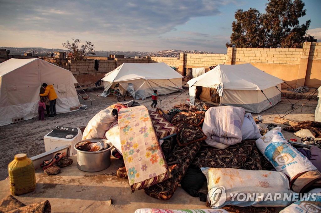 2019년 12월 27일 터키 국경 근처 시리아 북부에 있는 난민 캠프 [AFP=연합뉴스 자료사진]