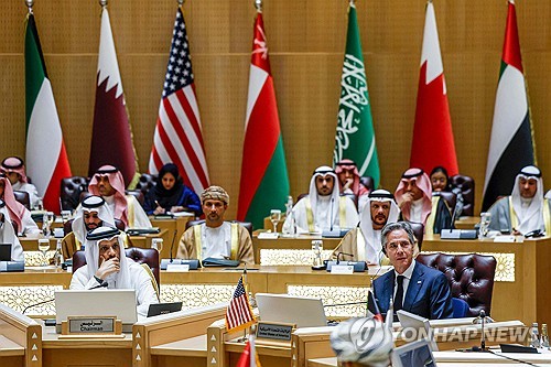 사우디아라비아 걸프협력회의(GCC) 장관회의에 참석한 블링컨 美국무장관