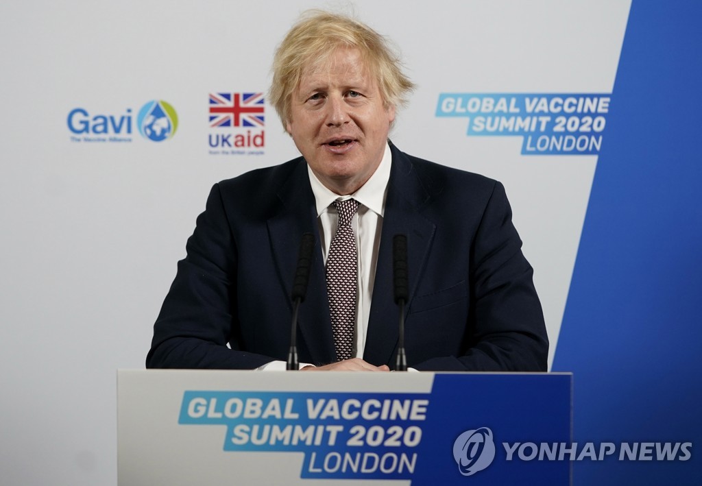 '글로벌 백신 정상회의 2020' 결과를 전달하는 보리스 존슨 영국 총리 [EPA=연합뉴스]