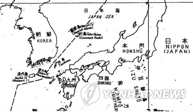 독도 주변에 그려진 반원