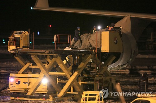 대한항공 여객기 엔진 덮개 파손