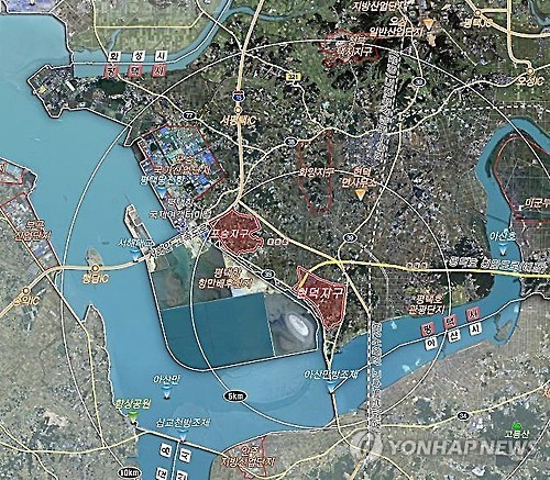 경기도 평택시 평택·당진항과 평택호 인근에 추진되는 중국인 친화도시인 현덕지구 위치도