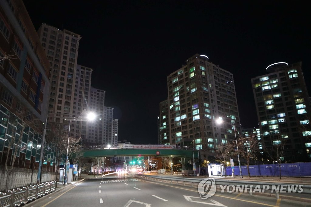 지난 2월 정전 때 정관신도시 모습