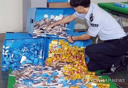 쏟아지는 밀수 중국산 면세담배