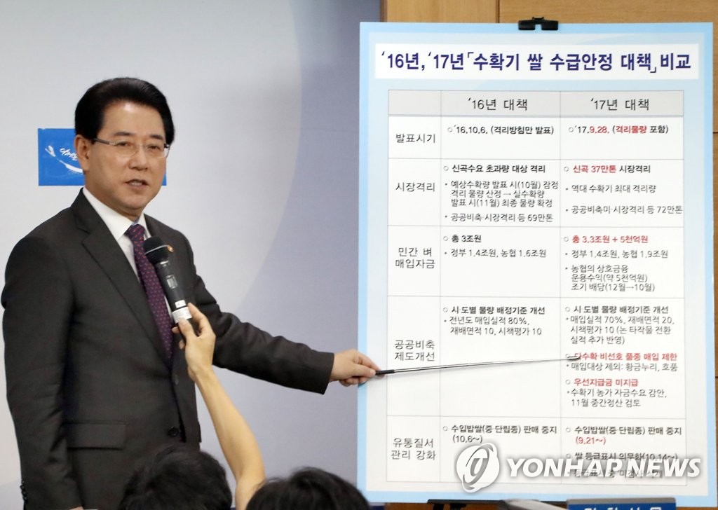 김영록 장관, 2017년 수확기 쌀 수급안정 대책 발표