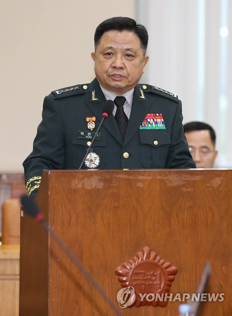 인사말 하는 박한기 합참의장 후보자