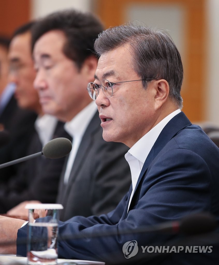 국무회의에서 발언하는 문 대통령