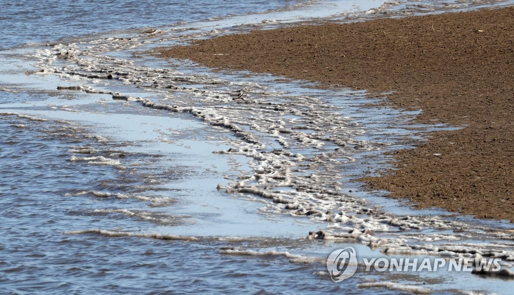 한파에 얼어붙은 저수지