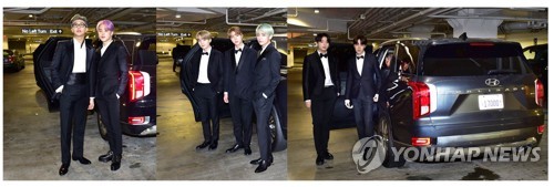 방탄소년단, 팰리세이드 타고 미국 그래미 어워즈 참석