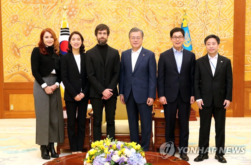 문 대통령, 잭 도시 트위터 CEO 일행과 기념촬영