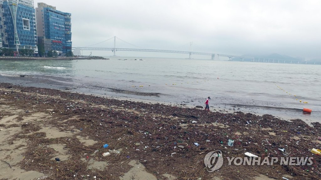 태풍이 남기고 간 쓰레기 몸살