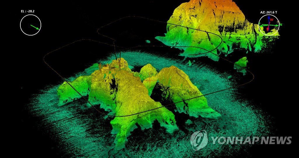 라이다로 촬영해 얻은 독도 지형 정보