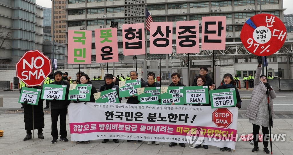Against S. Korea-U.S. defense cost talks Against S. Korea-U.S. defense cost talks